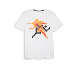 PUMA White RUN FASTER ICONS GRAPHIC TEE