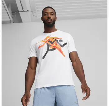 PUMA White RUN FASTER ICONS GRAPHIC TEE