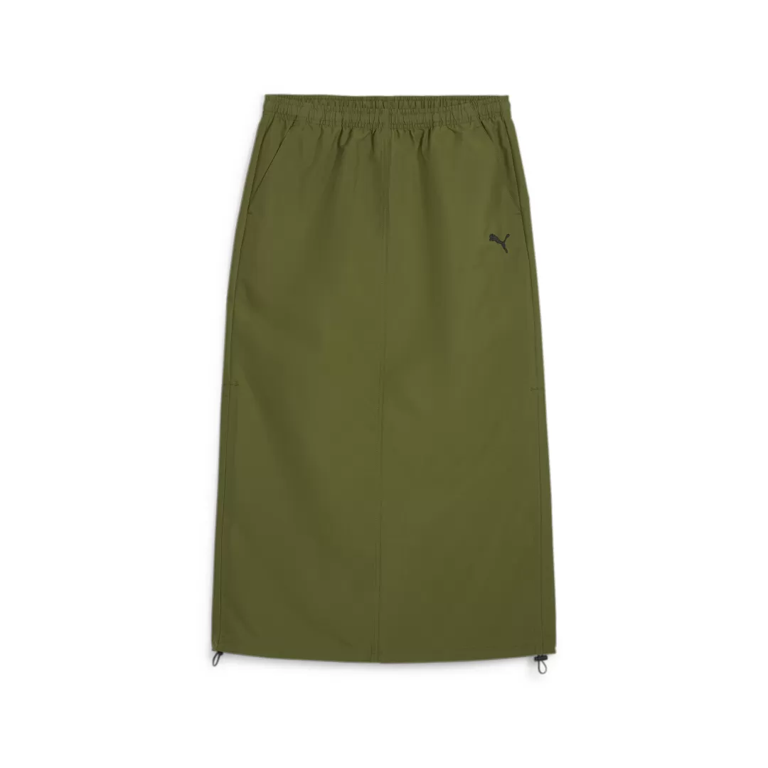 Olive Green Dare To Midi Woven Skirt