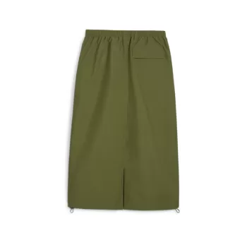 Olive Green Dare To Midi Woven Skirt