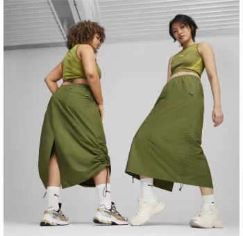 Olive Green Dare To Midi Woven Skirt