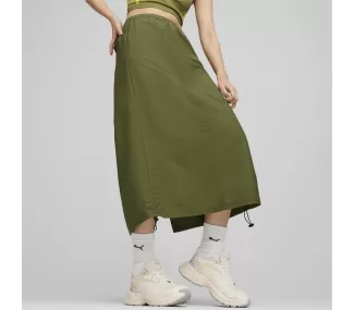 Olive Green Dare To Midi Woven Skirt