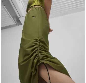 Olive Green Dare To Midi Woven Skirt