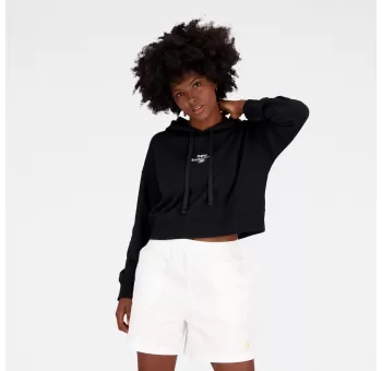 NB Essentials Graphic Crop Fleece Hoodie - Confort et Style