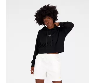 NB Essentials Graphic Crop Fleece Hoodie - Confort et Style